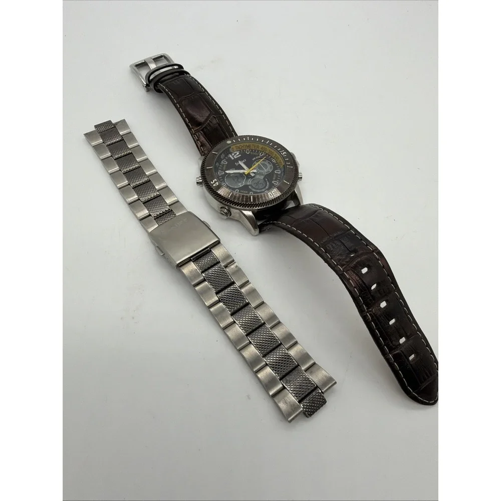 Mens Vintage AUTHENTIC STAUER HYBRID DIGITAL WR30 JAPAN MOVT 20410 WATCH